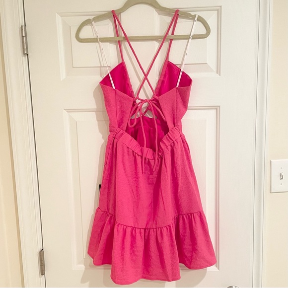 NWT Lulu’s Rising Temps Hot Pink Sleeveless Mini Dress - Picture 8 of 9